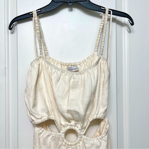 Anthropologie Faithful The Brand Zuma Linen Cut-Out Mini Dress in Shell Size 10 - Picture 8 of 16